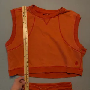 FP Movement Free People Time after Time Set Sweatshirt Shorts Orange Sz Med thumbnail 5