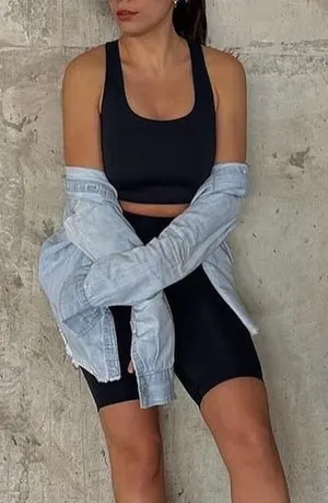 Girlfriend Collective | Paloma Racerback Active‎ Sports Bra in Black Size Small thumbnail 1