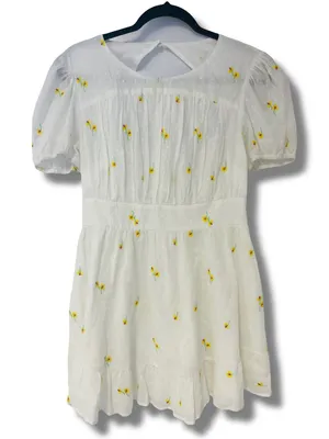 For Love & Lemons Womens Medium Swedish Dot Embroidered Sunflower Dress thumbnail 1