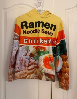 Ramen Noodle Soup Chicken Flavor Graphic Hoodie - Yellow/Orange thumbnail 1