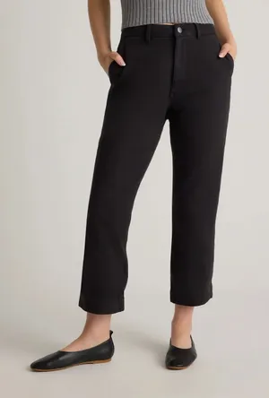 Quince Women’s Organic Stretch Cotton Twill Straight Leg Cropped Pant 10 Black thumbnail 1