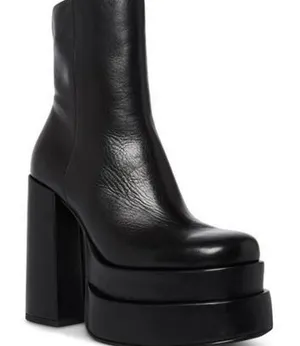 Steve Madden black leather cobra boots 2021 heeled platform booties bratz 6 thumbnail 1