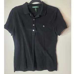 Lauren Ralph Lauren Womens Size Medium Black Short Sleeve Embroidered Polo thumbnail 2