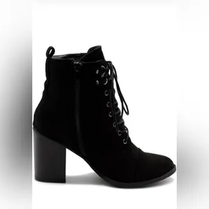 Ollio Women's Shoe Faux Suede Lace Up High Heel Ankle Boots Sz 9 Retail $48.99 thumbnail 3