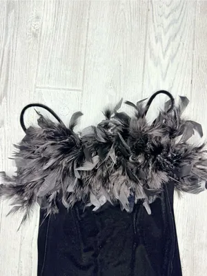 Vintage Velvet 90s Jump Feathered Dress Y2K Fairy Whimsigoth Size 3/4 feathers thumbnail 3
