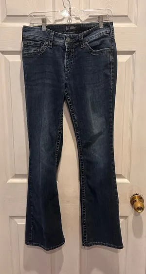 Silver Jeans Co Suki Surplus Mid Rise Curvy Bootcut Jeans Dark Wash W29 L30 thumbnail 1