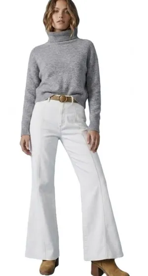 Free People We the Free Women's White Flared Pants with no Pockets Size 35 thumbnail 1