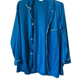 Vintage Mid Century Towncraft Jcpenney Aqua soft sleek classic pajama shirt thumbnail 4