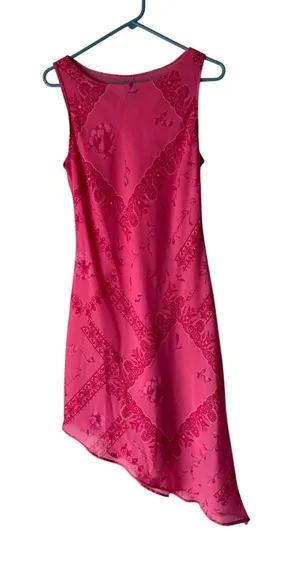 Studio‎ Y Y2K Juniors Size 9 Pink Fairy Asymmetrical Hem Prom HOCO Dress Floral thumbnail 1