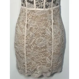 Windsor Women's Glamour Lace Sleeveless Mini Bodycon Dress Beige Size XS thumbnail 5