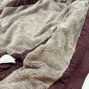 Abercrombie & Fitch Womens Maroon Red Fur Trim Hooded Lined Parka Jacket Size XS thumbnail 9