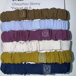 6 Pack Lululemon Skinny Scrunchie Artifact Pastel Blue Vintage Plum White Opal…. thumbnail 7