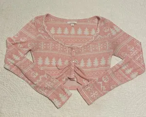 Colsie Pink and White Holiday Christmas Winter PJ Set thumbnail 4