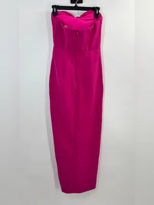 Monique Lhuillier Stella Rosette Strapless Corset Maxi Dress Fuchsia thumbnail 7
