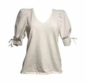 Nation LTD Ladies White Puff Sleeve Blouse Size Small thumbnail 1