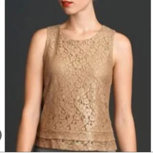 Banana republic x mad men shimmer lace cropped top xs thumbnail 1