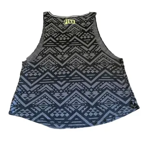 Victorias Secret Pink I Hate Running Graphic Tank Black Grey Aztec Green L #1231 thumbnail 5