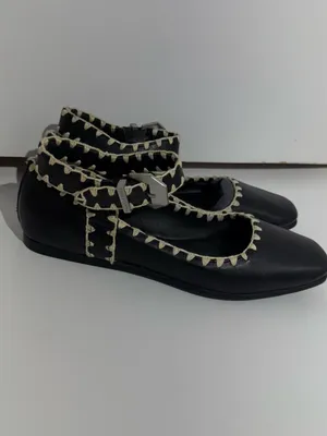 NWOB Free People Crochet Mystic Black Mary Jane Flats White Stitching Size 8.5 thumbnail 9