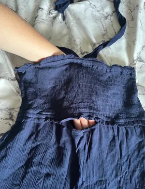 Venus navy halter tie romper thumbnail 9