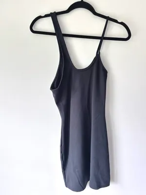 Abercrombie & Fitch Black Mini Fitted Athletic Dress Asymmetrical Straps Travel thumbnail 2