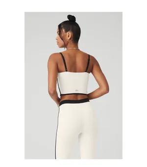 Alo Yoga Airbrush Streamlined Bra Tank Ivory/Black XS thumbnail 2