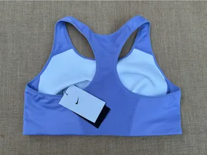 Nike Classic Swoosh Futura Women’s Size L Lilac Ice Sports Bra Unpadded NWT thumbnail 2