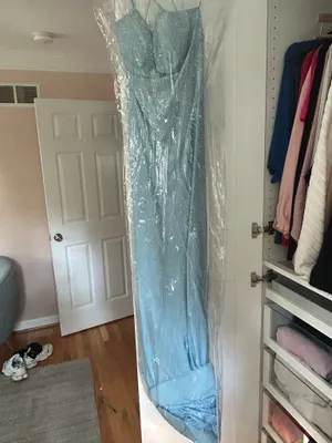 Sherri Hill 54228 Prom Dress light blue corset back rhinestone thumbnail 4
