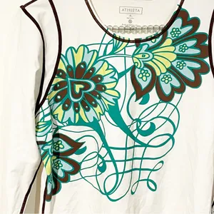 Athleta Large Long Sleeve Top Nylon Spandex Blend Floral Print Quick‎ Dry thumbnail 2