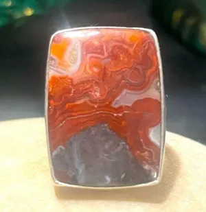 Sterling Silver on sardonyx AGATE ring sz 7 thumbnail 5