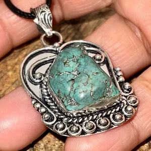 Blister Stabilized Turquoise Pendant 2” Blue thumbnail 1