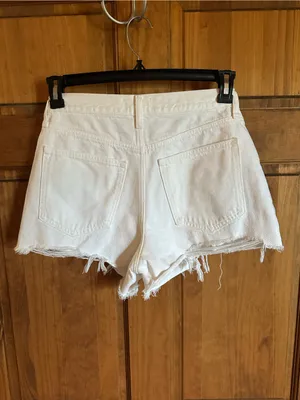Abercrombie & Fitch Annie high rise White Frayed Hem Denim Jean Shorts Size 28 thumbnail 4