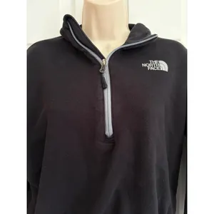 The North Face Womens Large Cropped Fleece 1/4 Zip Black Pullover sweatshirt thumbnail 5