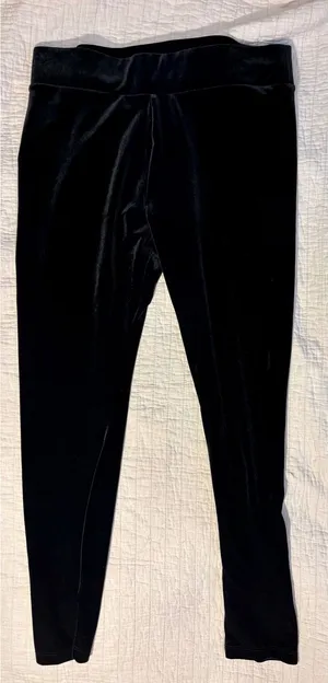 J.Crew Black Velvet Leggings Stretch Pull On Pants AD246 Womens Large thumbnail 1