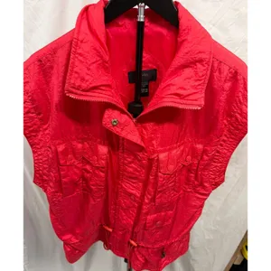 Vintage 80'S Lavon‎ Sport Women's Medium Neon Pink Retro Nylon Ski Vest Jacket thumbnail 2