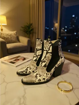 Zara trafaluc snake print western cowboy boots thumbnail 8