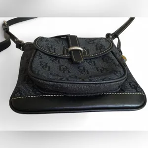 DOONEY & BOURKE Dark Grey Canvas Leather Trims Small Crossbody Bag thumbnail 6