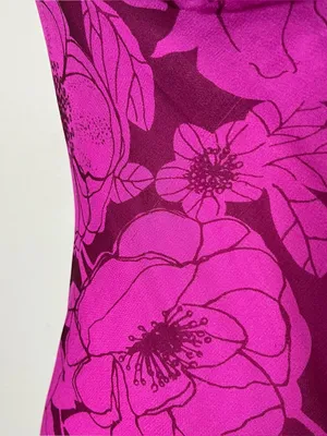 Vintage ICE Magenta Floral Bias Cut Silk Asymmetrical Maxi Dress thumbnail 8