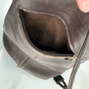 Stone Mountain Dark‎ Chocolate Brown Pebbled Leather Brass Grommet Bucket Bag thumbnail 11