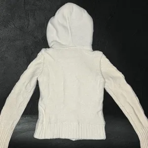 Vtg Y2k American‎ Eagle Cream Cableknit Hooded Sherpa Lined Zip Up Jacket Size M thumbnail 3