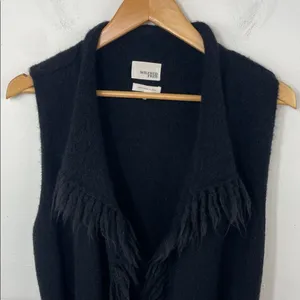 Wilfred Free Black Alpaca Wool Blend Sweater Vest with Fringe size Small thumbnail 3