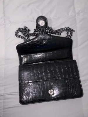 Crocodile Style Crossbody Black Bag thumbnail 6