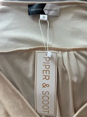 NWT Piper & Scoot Champagne Midi Dress Elastic Waist Soft velvety material thumbnail 2