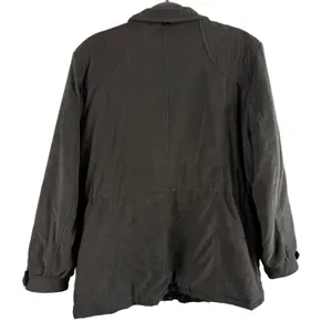 Croft‎ & Barrow Brown Full Zip Soft Faux Suede Mock Neck Jacket Pockets Size L thumbnail 2