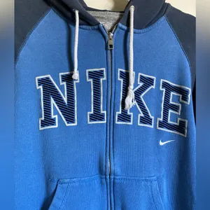 *Nike The Athletic Dept Rare Vtg. Navy Zip Up Hooded Medium Sweatshirt #Pk thumbnail 2