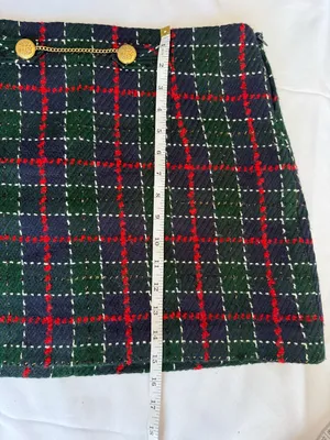 Zara Blue Green Red Tartan Plaid Knit Mini Skirt Size Large thumbnail 10