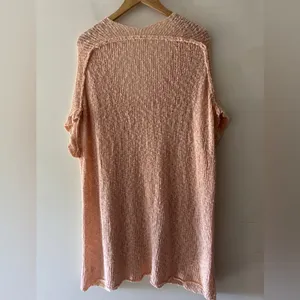 Free People Pink Oversized Open Knit Tunic Dress, Short Sleeves‎ thumbnail 3