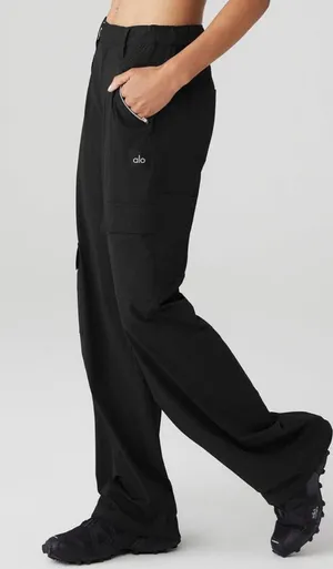 Alo All That Trousers Black High-Rise Waist Waisted Joggers Hiking Outdoor Pants thumbnail 1