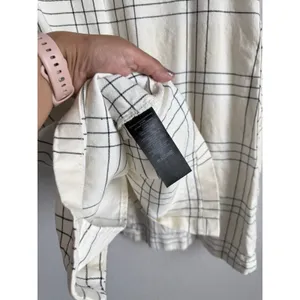 Maeve Anthropologie Long Linen Plaid Duster Vest Ivory Windowpane Academia‎ Sz 4 thumbnail 8