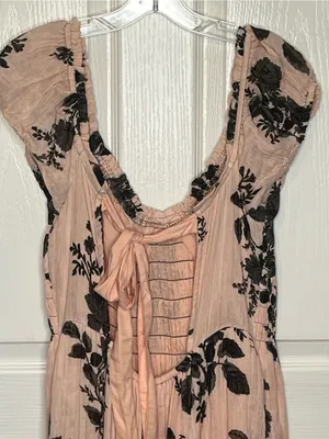 Free People Forgot Me Not Peach Combo Floral Open-Back Maxi Dress Boho Sz M thumbnail 9