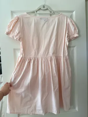 Motel Light Pink Poplin Bow Babydoll Mini Dress thumbnail 7